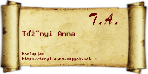 Tényi Anna névjegykártya